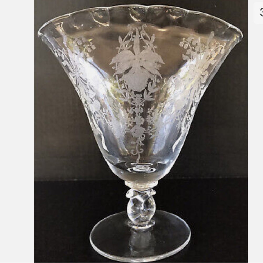 Vintage Heisey Orchid Crimped Fan Vase 6 1/2” Rare Etched Elegant Glass